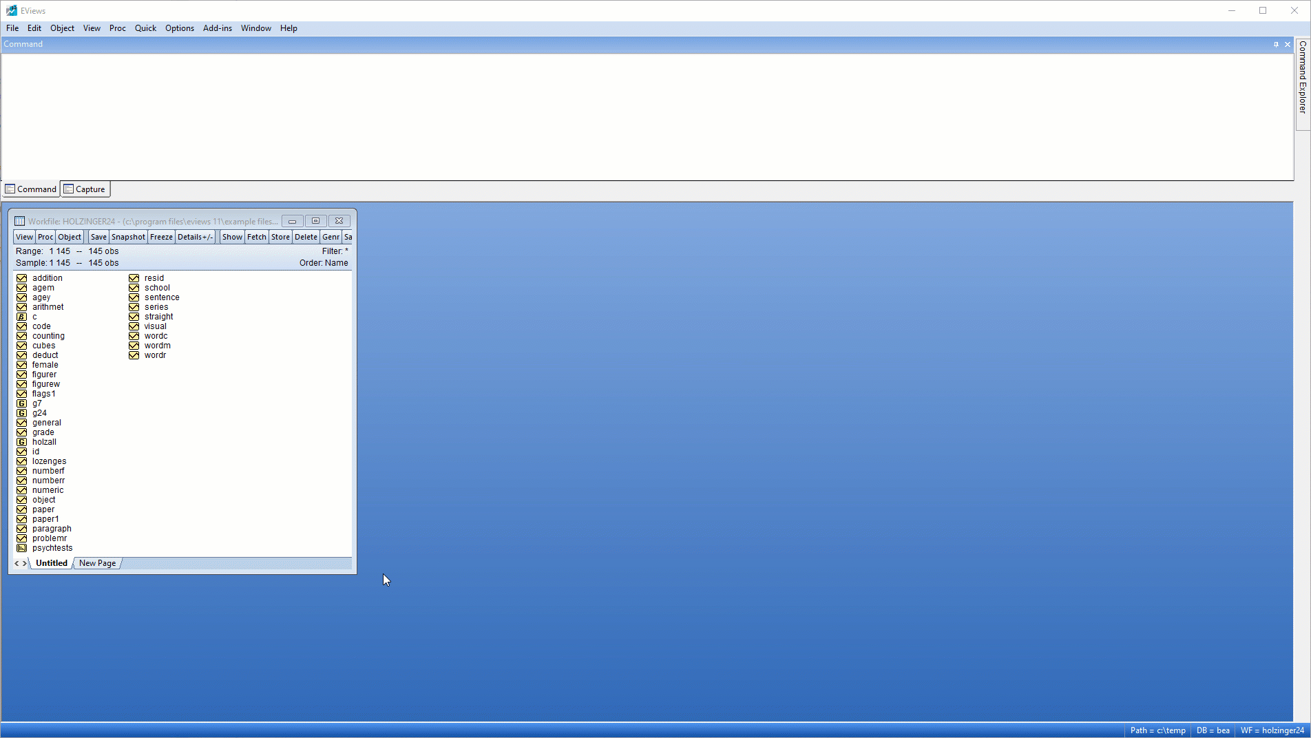 factor analysis eviews